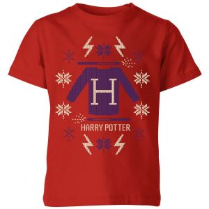 Harry Potter Christmas Sweater Kids' T-Shirt - Red - 7-8 ans