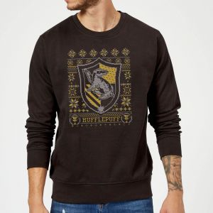 Harry Potter Hufflepuff Crest Pull de Noël - Noir - S