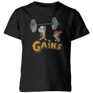 T-Shirt Enfant La Famille Pierrafeu Bamm-Bamm Muscu - Effet Abîmé - Noir - 5-6 ans