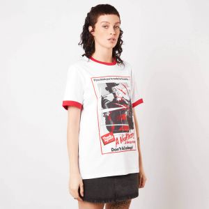 A Nightmare On Elm Street Don't Fall Asleep Unisexe Ringer T-Shirt - Blanc / Rouge - XL - White / Red