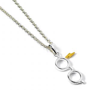 Collier de lunettes et d'éclairs en argent sterling Harry Potter