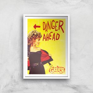 Grease Danger Road Affiche - A4 - White Frame