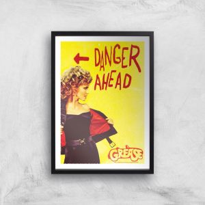 Grease Danger Road Affiche - A4 - Black Frame