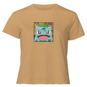Pok&eacute;mon Pok&eacute;dex Bulbasaur #0001 Women's Cropped T-Shirt - Tan - XL