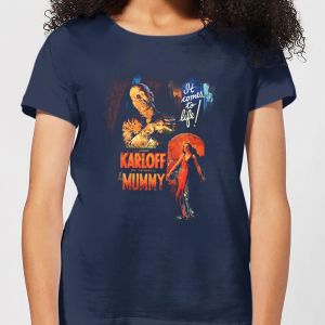 T-Shirt Femme La Momie Affiche Rétro - Universal Monsters - Bleu Marine - XL