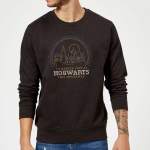 Harry Potter I'd Rather Stay At Hogwarts Pull de No&euml;l - Noir - XL