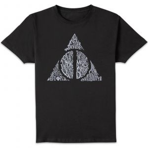 Harry Potter Deathly Hallows Text Men's T-Shirt - Black - S