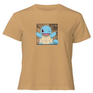 Pok&eacute;mon Pok&eacute;dex Squirtle #0007 Women's Cropped T-Shirt - Tan - XL