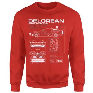 Back To The Future Delorean Schematic Sweatshirt - Red - XXL