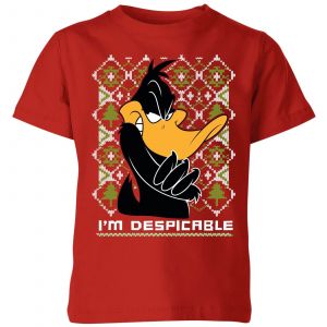 Looney Tunes Daffy Duck Knit Kids' Christmas T-Shirt - Red - 5-6 ans