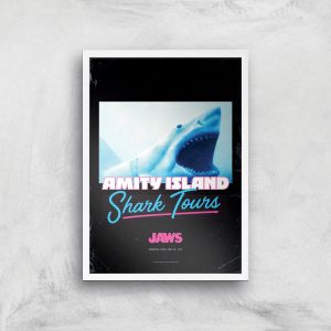 Les Dents de la Mer Amity Island Shark Tours Affiche - A2 - White Frame