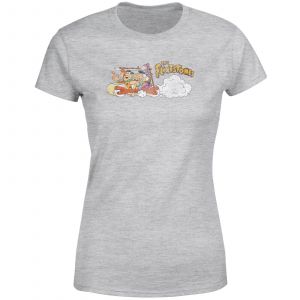 T-Shirt Femme La Famille Pierrafeu Voiture Familiale - Effet Ab&icirc;m&eacute; - Gris - XS