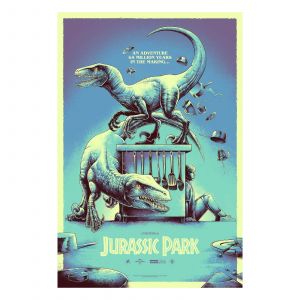 Jurassic Park x Luke Preece - Raptors in the Kitchen - Glow in the Dark - Screen-Print -24 x36”.