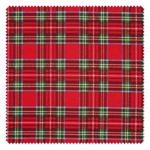 Tissu déco imprimé aspect lin au mètre « Tartan »