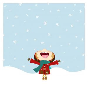 Serviette &laquo; Petite fille joyeuse sous la neige &raquo; - 5 pc.