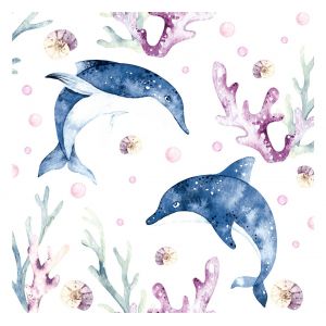 Serviette &laquo; Dauphins jouant &raquo;