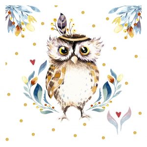 Serviette « Flower Owl »