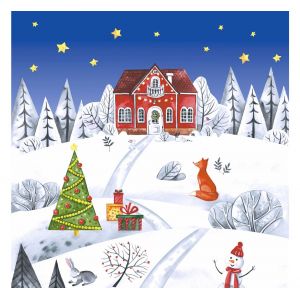 Serviette &laquo; No&euml;l au village &raquo;  - 5 pc.