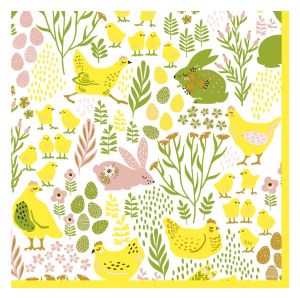 Serviette &laquo; Lapins & poussins &raquo; - 5 pc.
