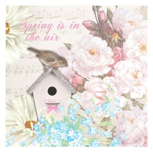 Serviette &laquo; Romantic birdhouse &raquo;