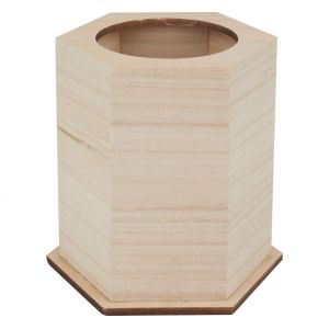 Pot à crayons en bois VBS, hexagonal