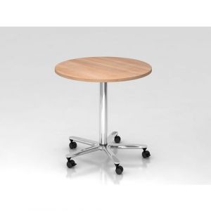 Table Ronde Ã Pied TÃ©lescopique-Ã¸80cm-noyer-chrome