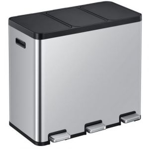 Poubelle Ã PÃ©dale Tri-sÃ©lective - CapacitÃ© 60 L Inox BrossÃ©