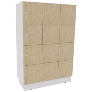 Meuble 12 Cases Eko Serrure Cl&Atilde;&copy; Blanc/ch&Atilde;&ordf;ne Fil