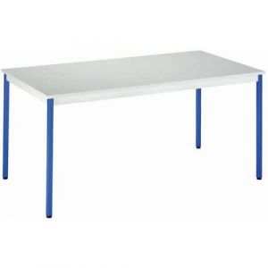 Table De RÃ©union 120x60 Plateau Gris - Pieds Bleus