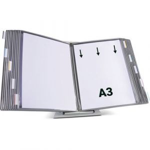 Pupitre D'affichage M&Atilde;&copy;tal Tarifold - A3 - 20 Poches - Gris