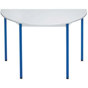 Table De RÃ©union 1/2 Cercle Plateau Gris - Pieds Bleus