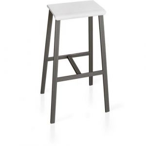 Tabouret De Bar Industriel -blanc-acier Brut Mat