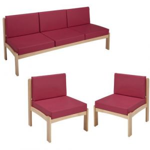 Pack Autize : Chauffeuse 3pl+2chauffeuses Pied Naturel Pvc Fuchsia