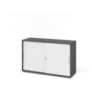 Armoire Ã Portes Coulissantes - MÃ©tal-2-graphite-blanc