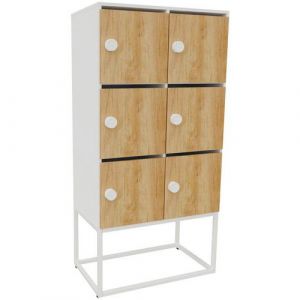 Meuble 6 Cases Kim Courrier+serrure Code Blanc/chÃªne Vieilli
