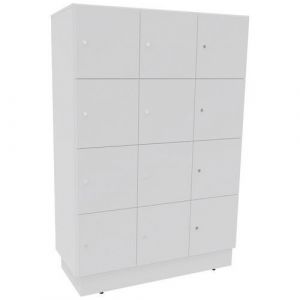 Meuble 12 Cases Eko Serrure Cl&Atilde;&copy; Blanc/blanc