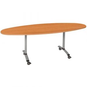 Table Pliante Axe Ovale 200x90 Cm 1644 Merisier/alu