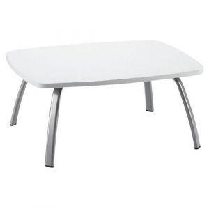 Table Basse 80x60 Cm PiÃ¨tement Aluminium Plateau Blanc