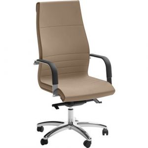 Fauteuil De Direction Haut Dama - Rev&Atilde;&ordf;tement Cuir - Taupe