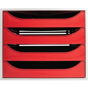 Module De Classement 4 Tiroirs Ecobox Office - Gris/rouge