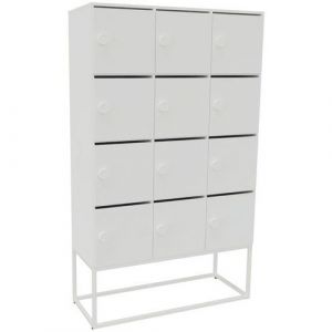 Meuble 12 Cases Kim Courrier+serrure Code Blanc/blanc