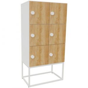Meuble 6 Cases Kim Serrure Code Blanc/chÃªne Vieilli