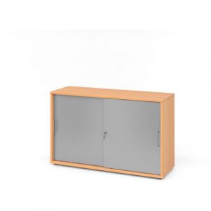 Armoire Portes Coulissantes - MÃ©tal-2 Cases-hÃªtre-argent