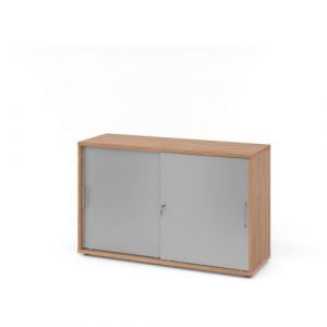 Armoire Portes Coulissantes - MÃ©tal-2 Cases-noyer-argent