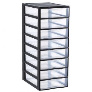 Tour De Rangement En Plastique A4 Orgamix 8 Tiroirs - Noir