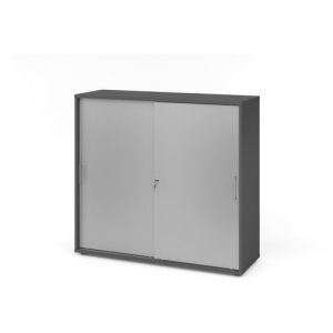 Armoire Ã Portes Coulissantes - MÃ©tal-3-graphite-argent