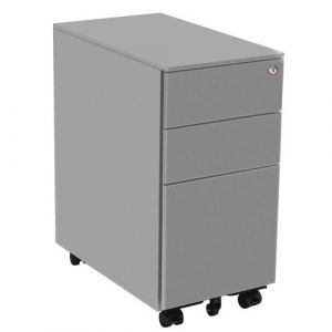 Caisson Mobile Slim Ds Ã Roulettes 3 Tiroirs Aluminium 9006