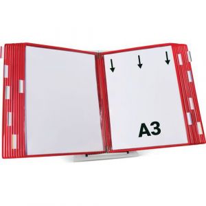Pupitre D'affichage M&Atilde;&copy;tal Tarifold - A3 - 20 Poches - Rouge