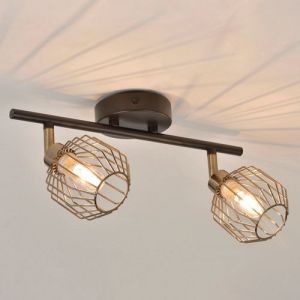 Spot Sdb 2 Lumi&Atilde;&uml;res Rectangle En M&Atilde;&copy;tal. Abat-jour En M&Atilde;&copy;tal Noir Laiton