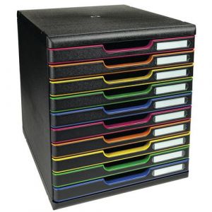 Module De Classement Modulo A4 10 Tiroirs Noir/couleurs Mat
